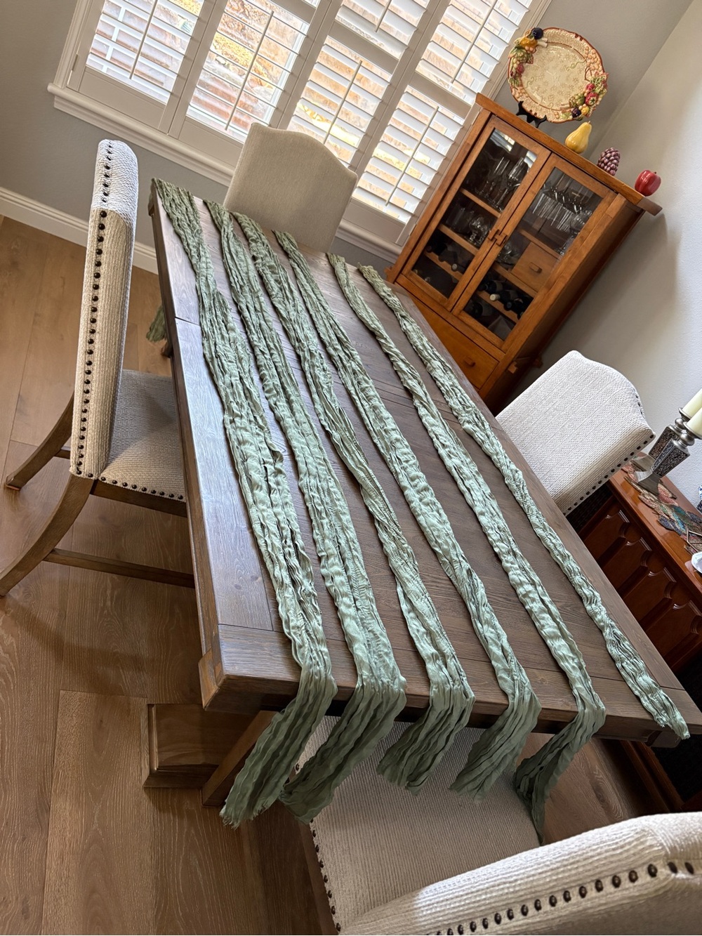 Boho Sheer Table Runner - Sage Green 6 each